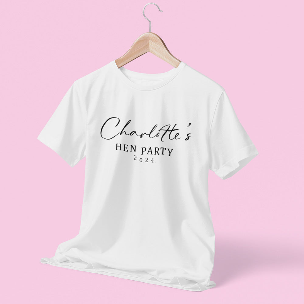 Customised Name Hen Party T Shirt