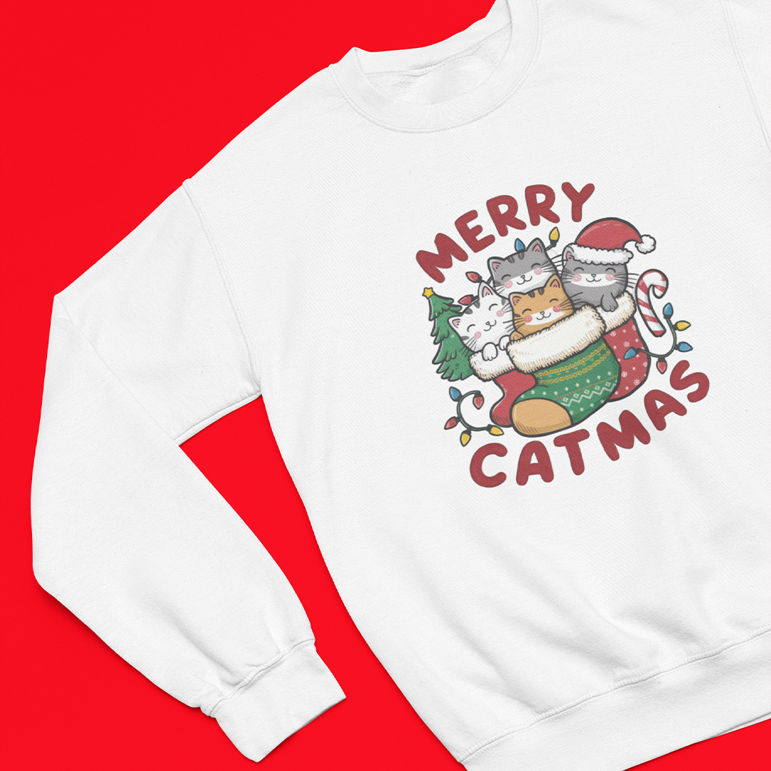 Merry Catmas Graphic Printed Christmas Jumper