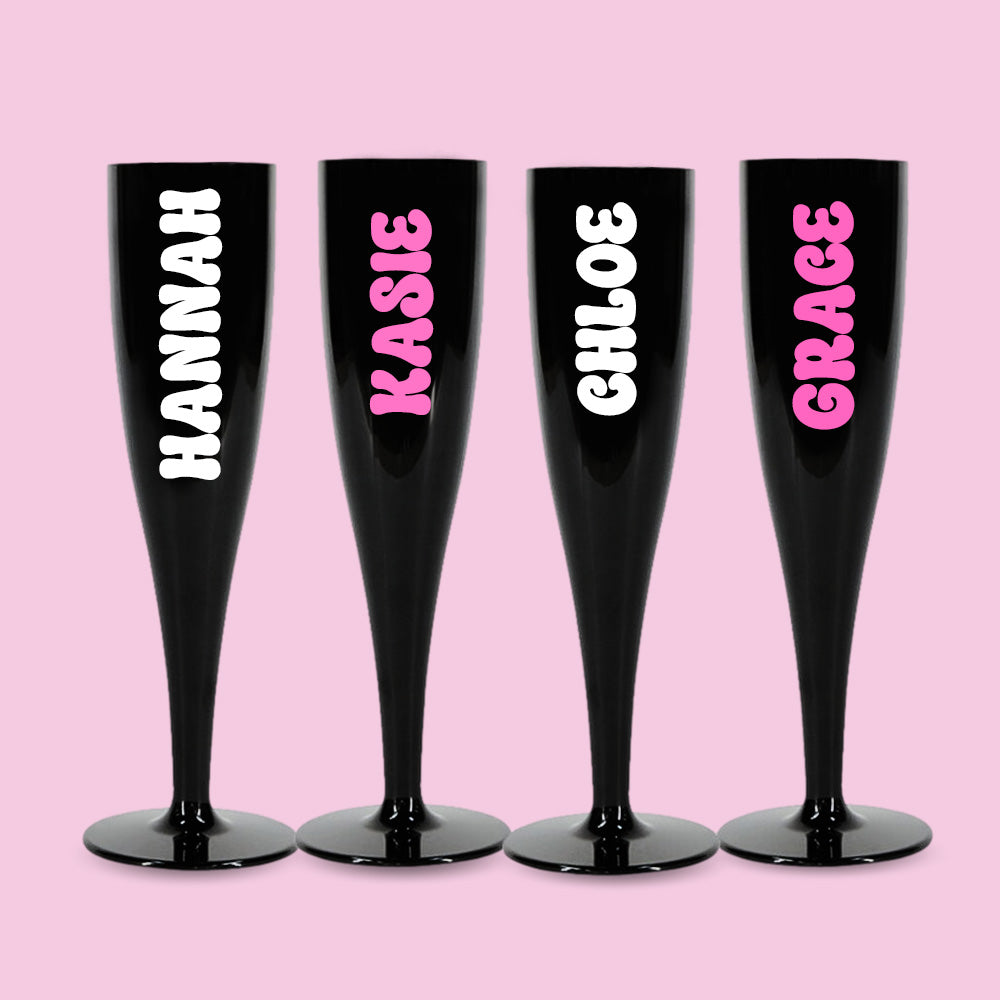 Customised Name Plastic Prosecco Cup White or Black