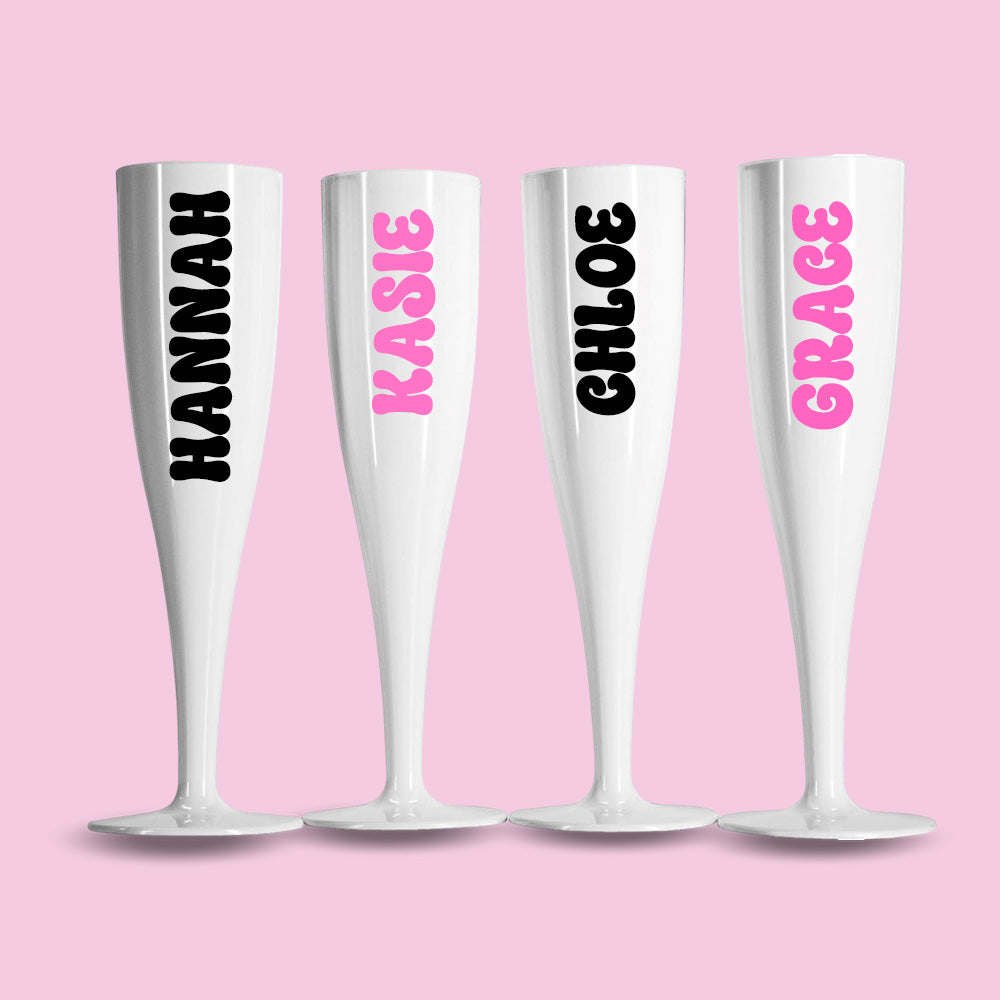 Customised Name Plastic Prosecco Cup White or Black