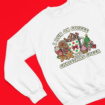 I Run On Coffee & Christmas Cheer Graphic Printed Christmas Jumper