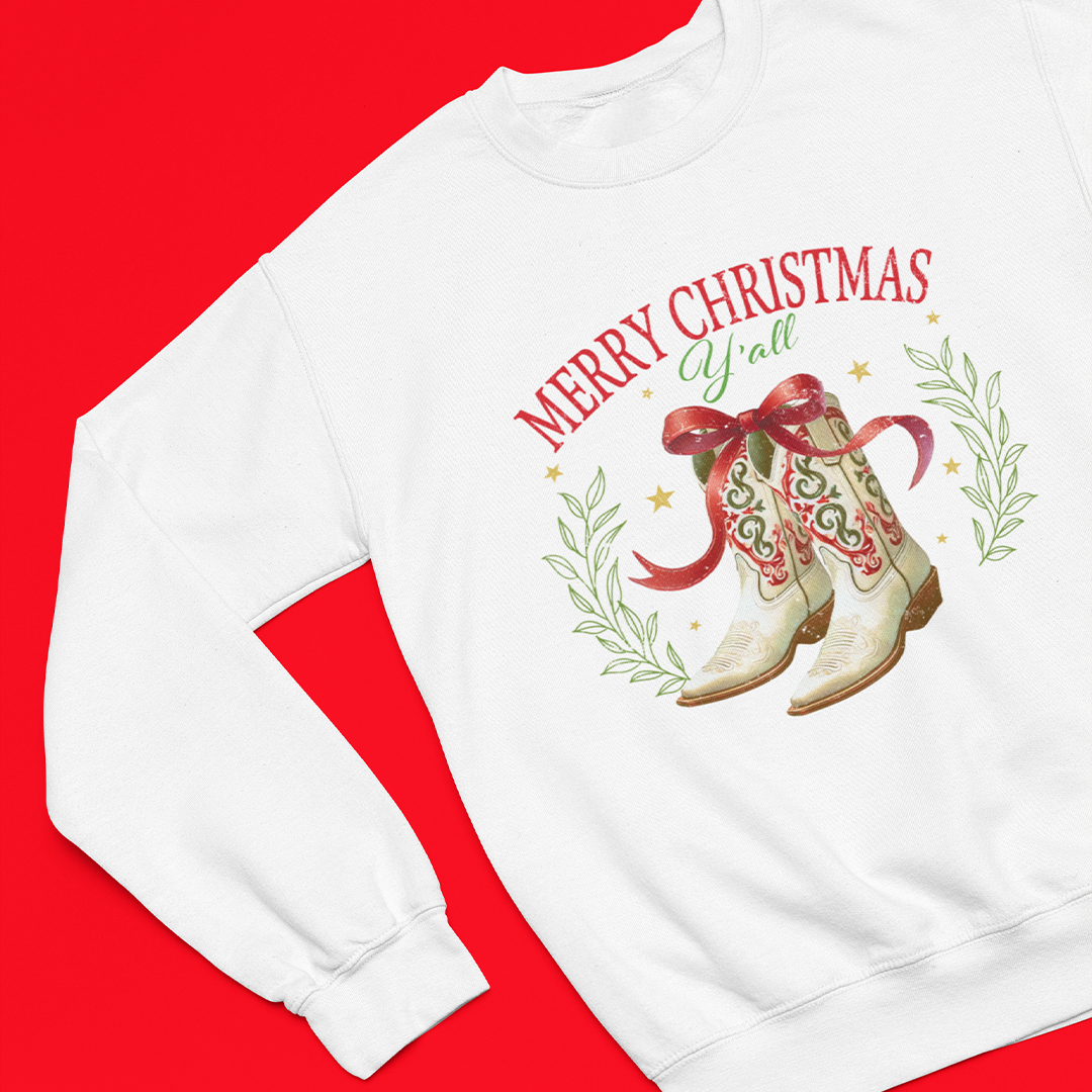 Merry Christmas Y'all Graphic Printed Christmas Jumper